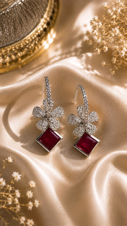 Ruby Bloom Crystal Earrings