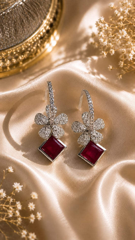 Ruby Bloom Crystal Earrings