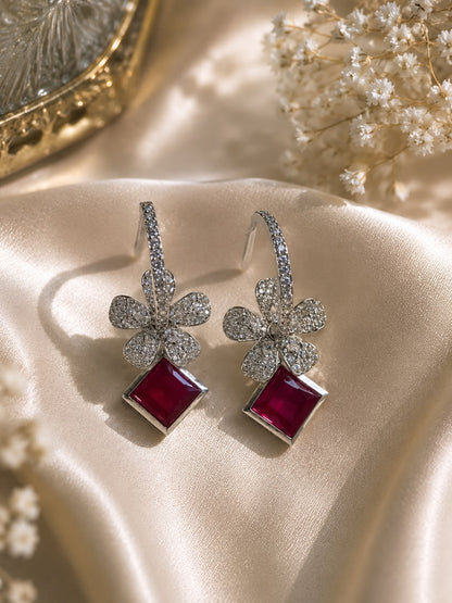Ruby Bloom Crystal Earrings