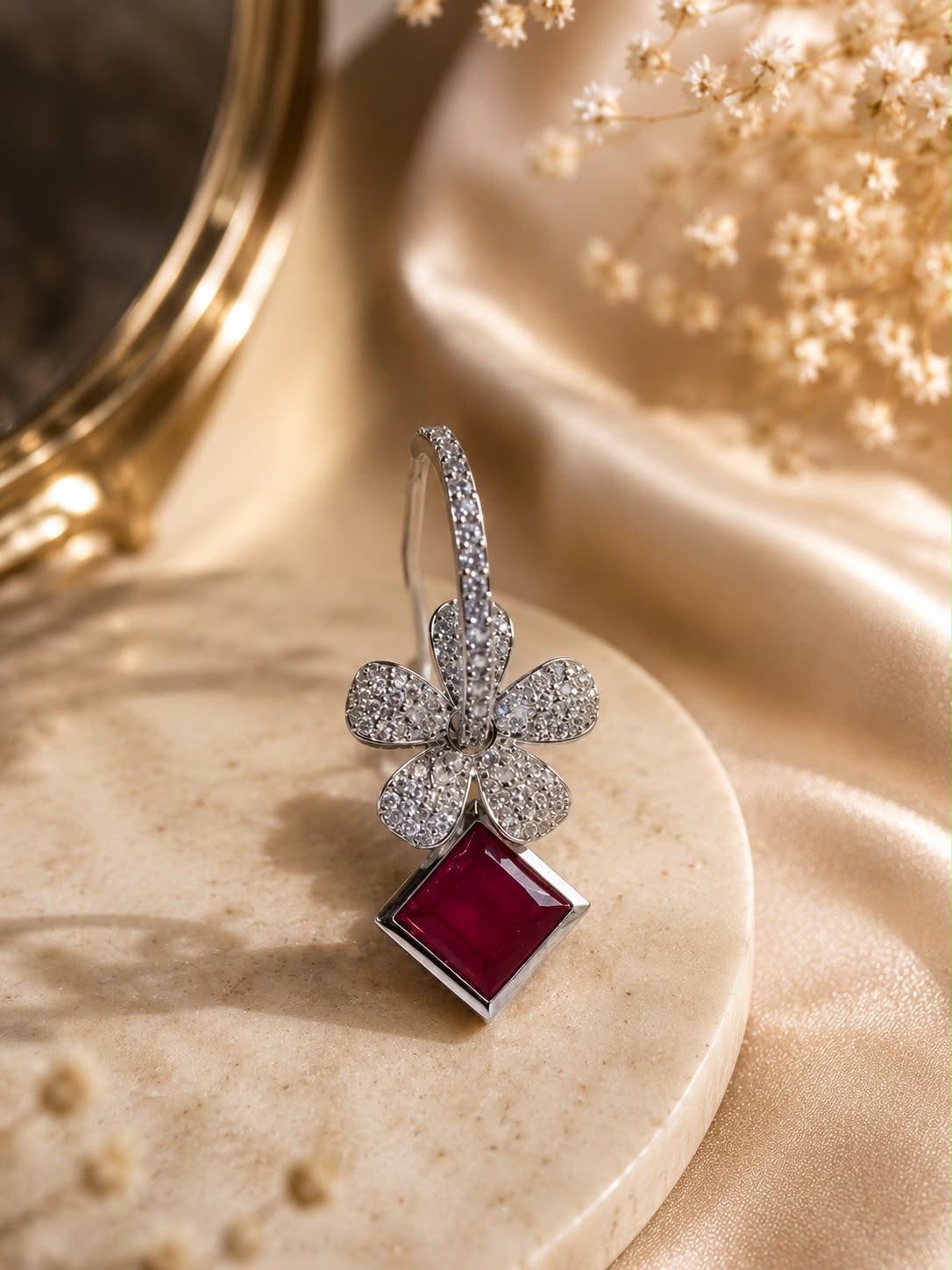 ruby bloom crystal earrings