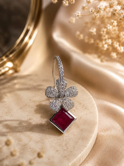 Ruby Bloom Crystal Earrings