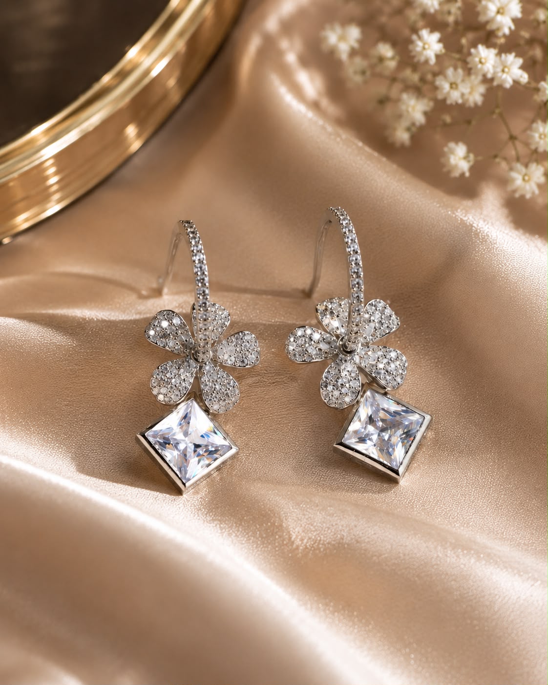 diamond bloom crystal earrings