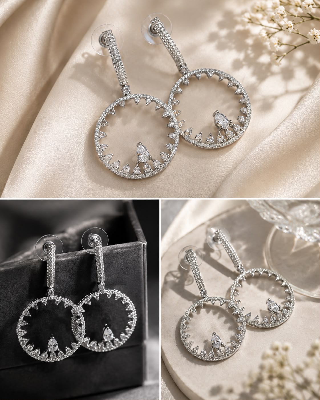 celestial halo crystal hoop earrings