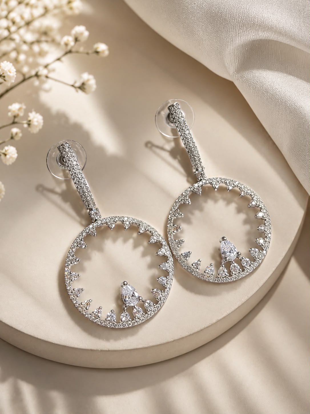 celestial halo crystal hoop earrings