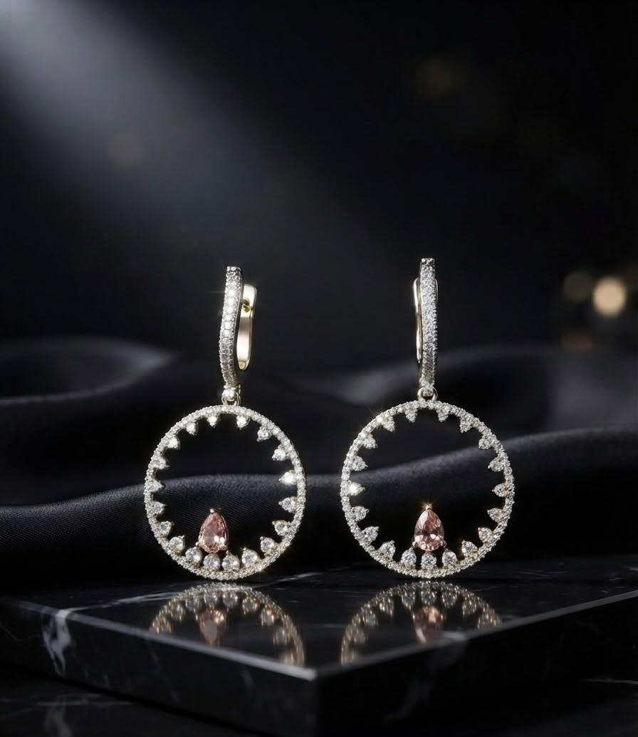 celestial halo crystal hoop earrings