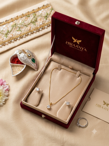 Celeste Solitaire Pendant Necklace Set
