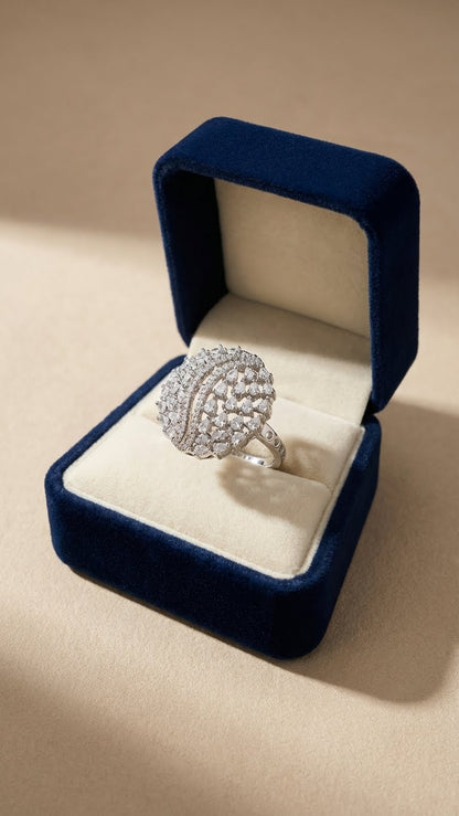 Elegant Diamond Swirl Cocktail Ring