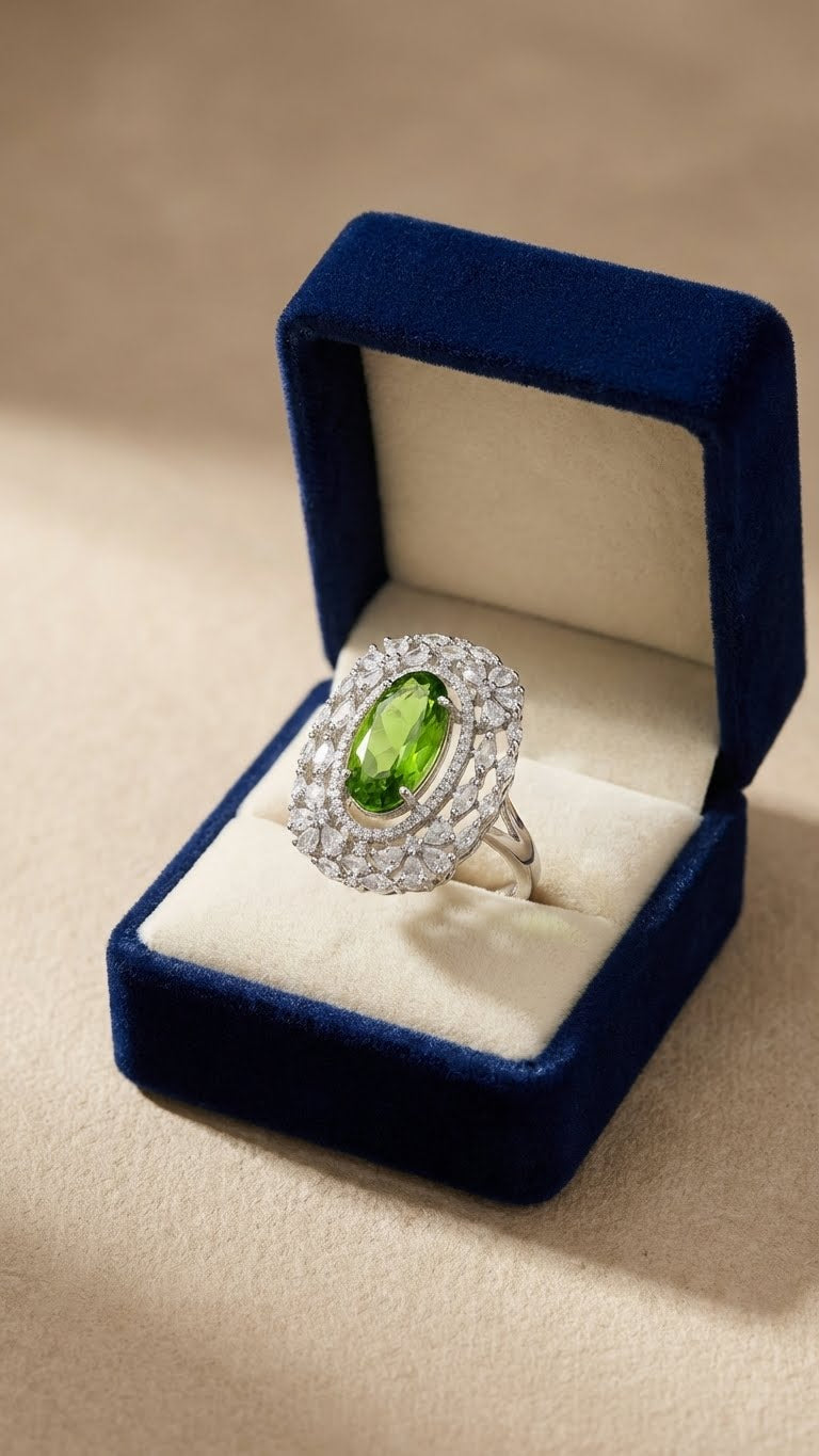 emerald green oval statement ring