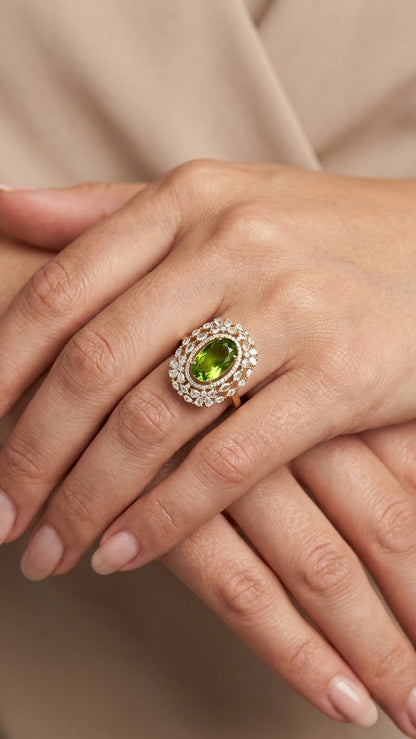 Emerald Green Oval Statement Ring