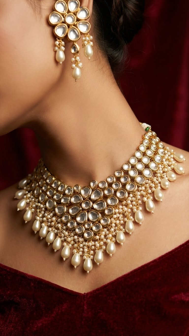 noor-e-pearl kundan necklace set