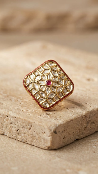 Imperial Heritage Square Kundan Ring