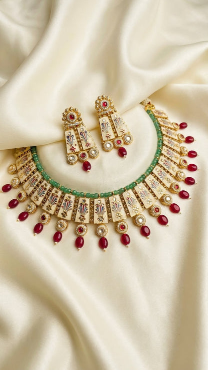 MEERA ENAMEL KUNDAN CHOKER SET