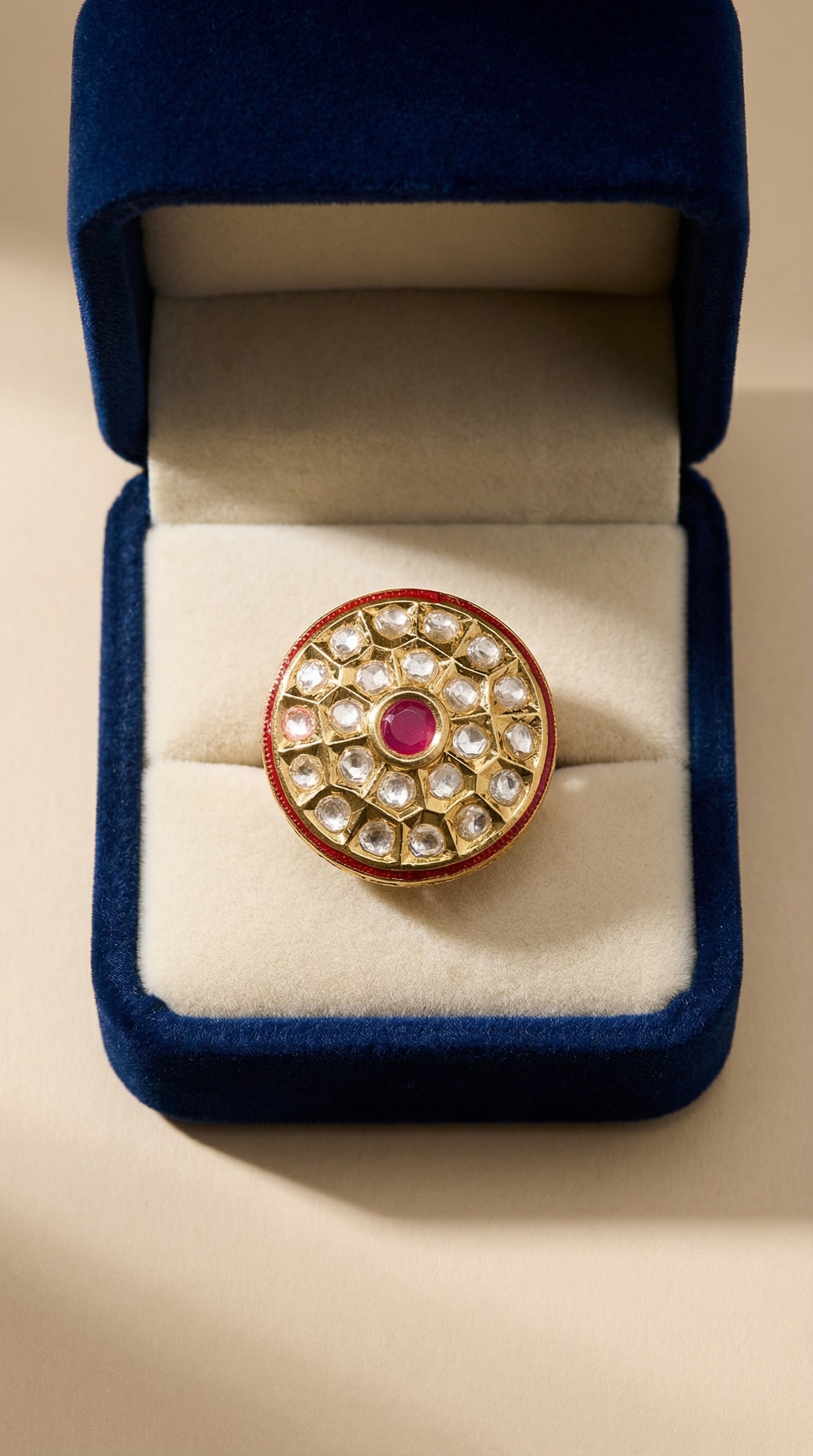 kundan heritage ruby centerpiece ring