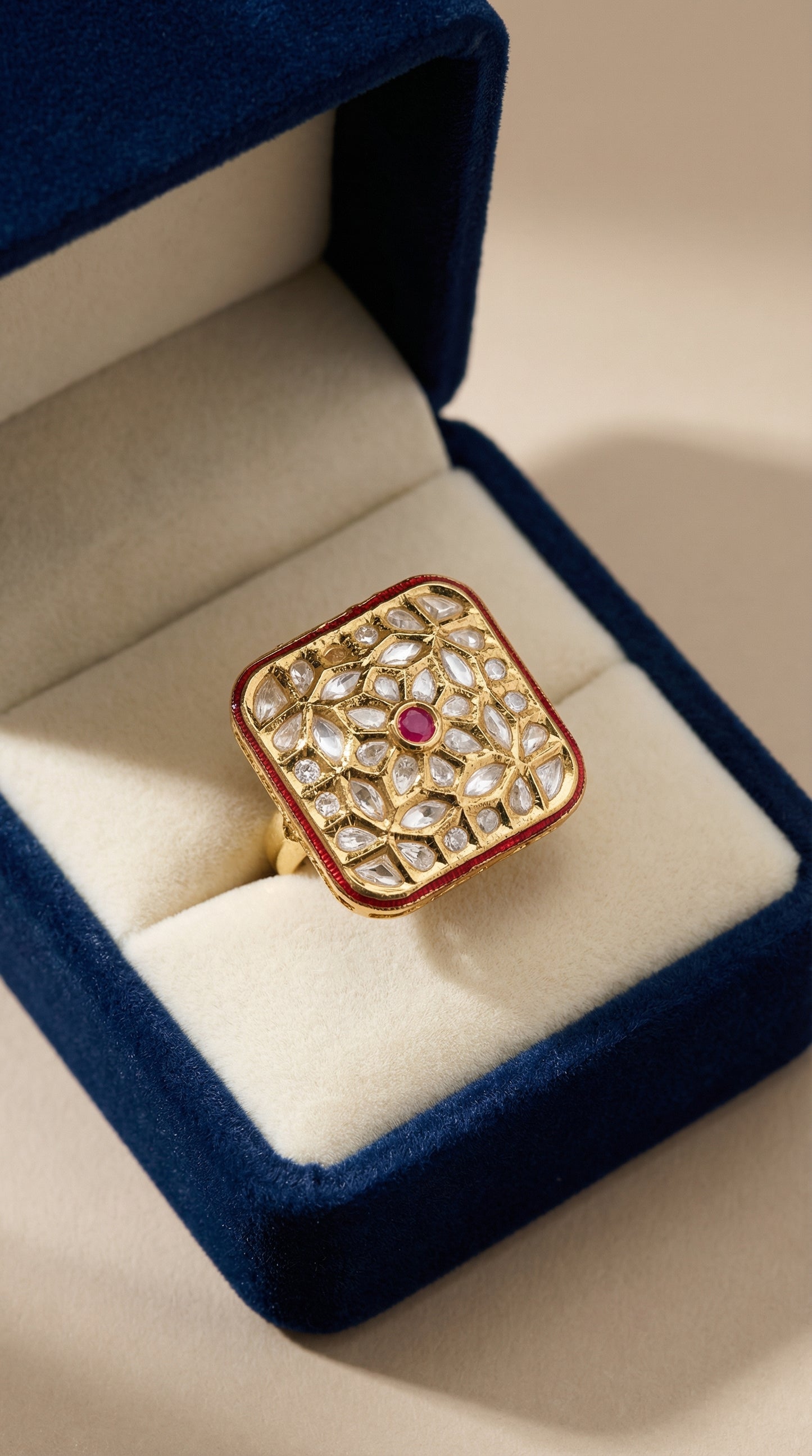 imperial heritage square kundan ring