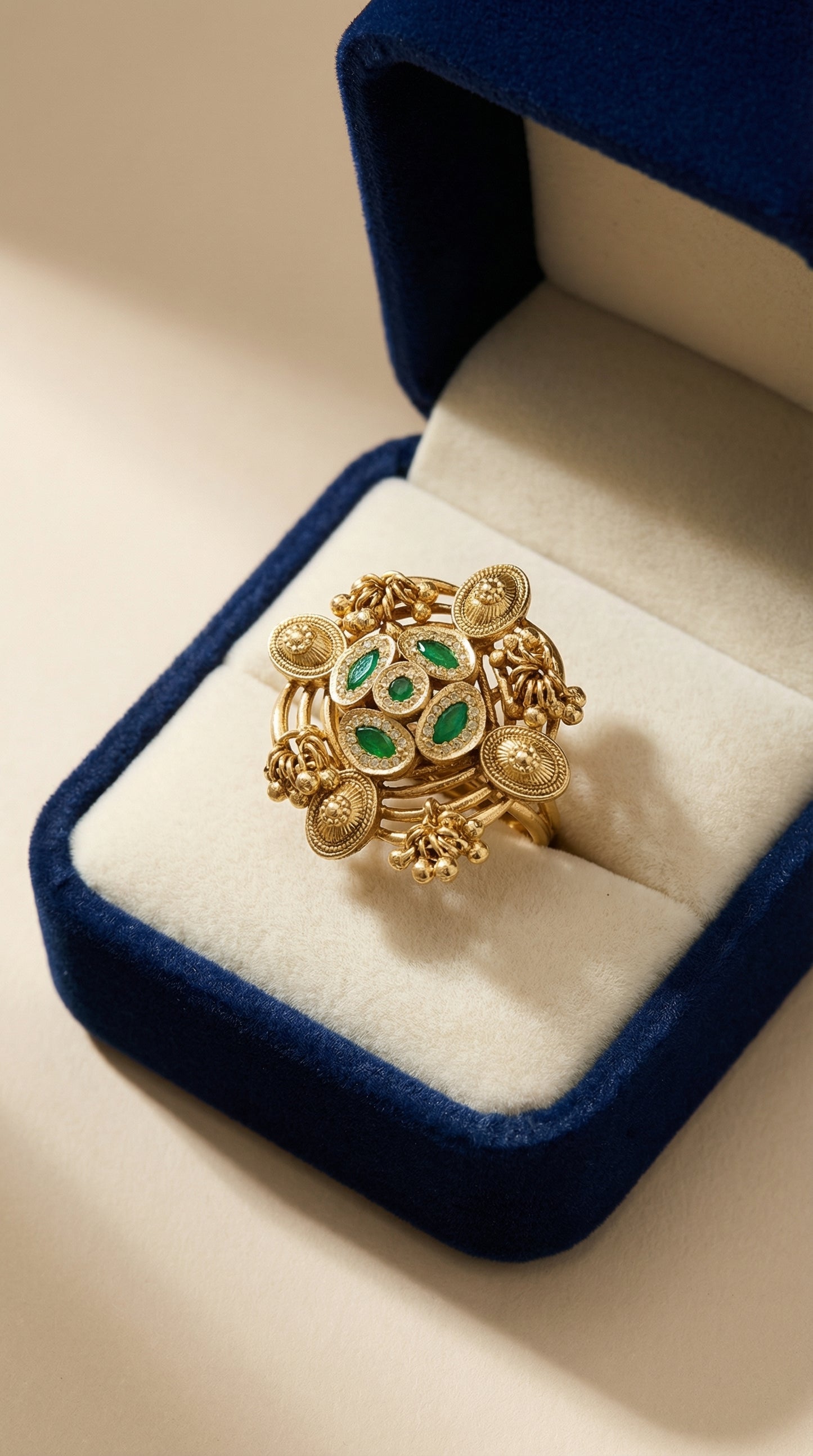 heritage emerald medallion artisan ring