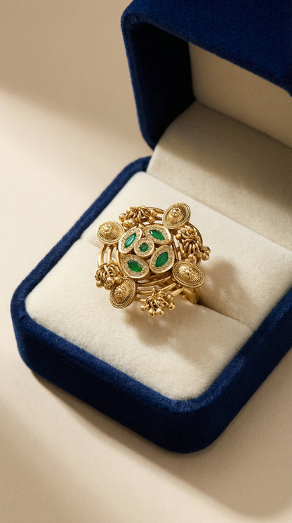 Heritage Emerald Medallion Artisan Ring