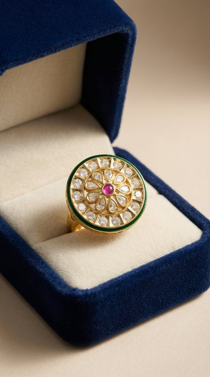 Royal Meenakari & Kundan Bloom Ring