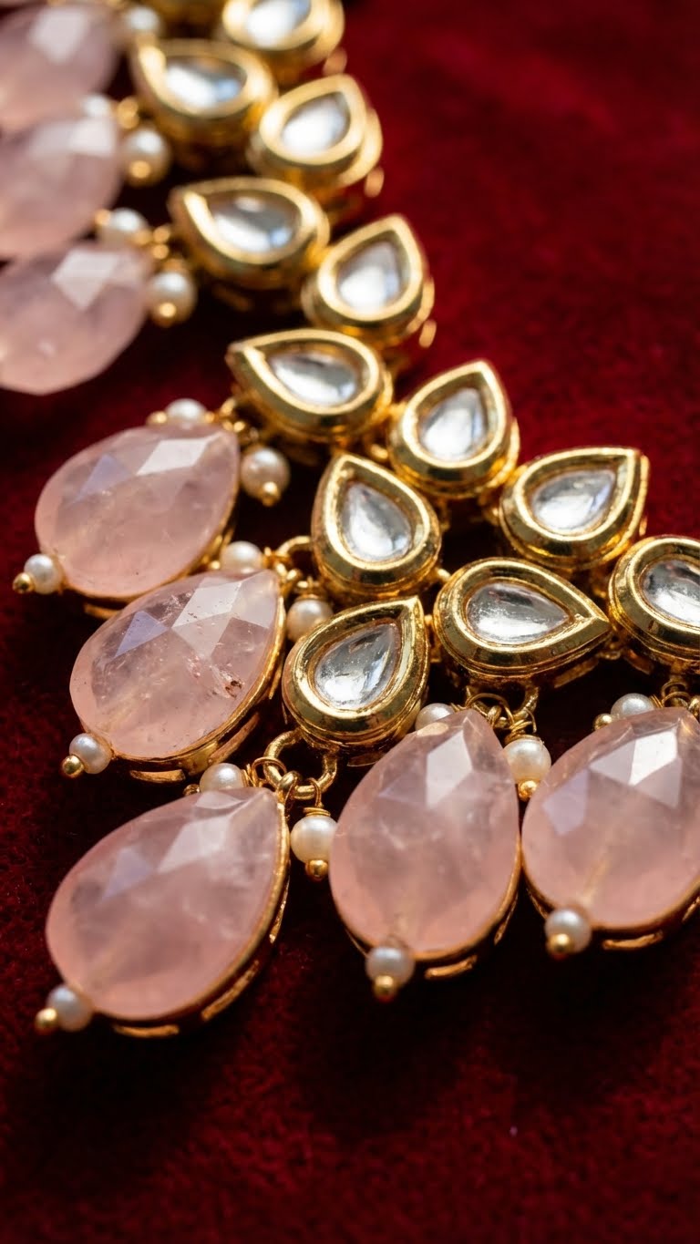 blush aura kundan necklace set