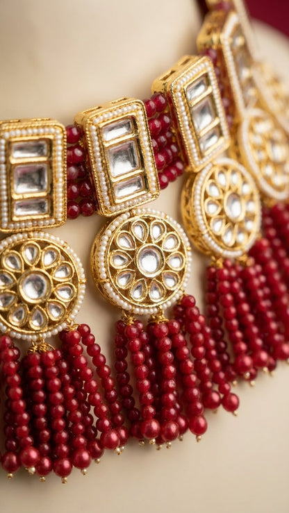 CRIMSON ROYALE KUNDAN CHOKER SET