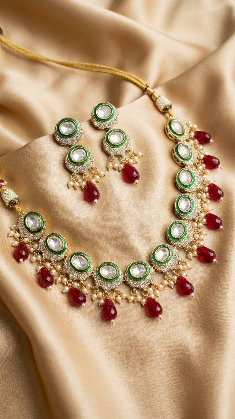 ruby emerald heirloom necklace set
