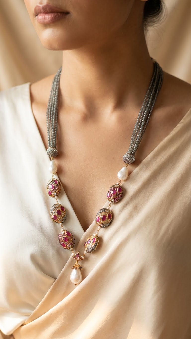 lumina rose pearl necklace set