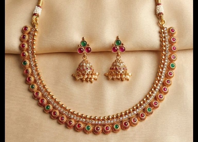 kamala floral gold necklace set