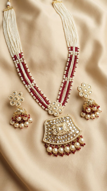 RAANI PEARL KUNDAN LONG NECKLACE SET
