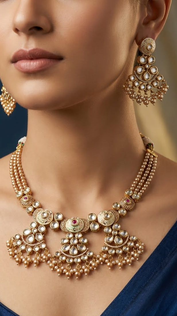 zarina noor kundan statement necklace set
