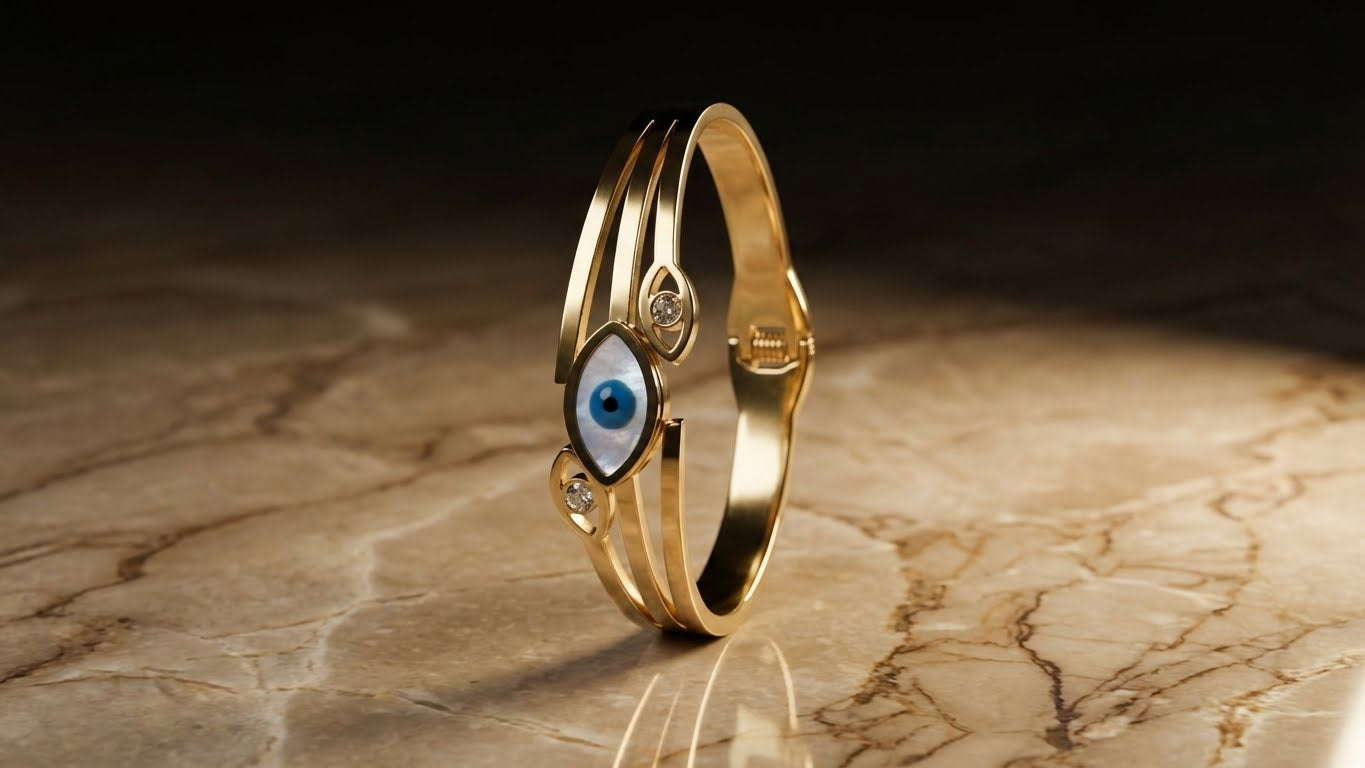 lumora evil eye™ anti-tarnish protection cuff