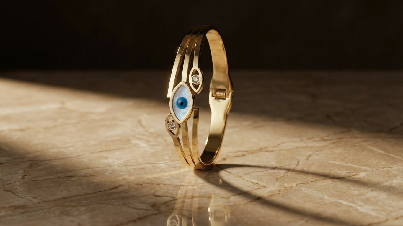 lumora evil eye™ anti-tarnish protection cuff