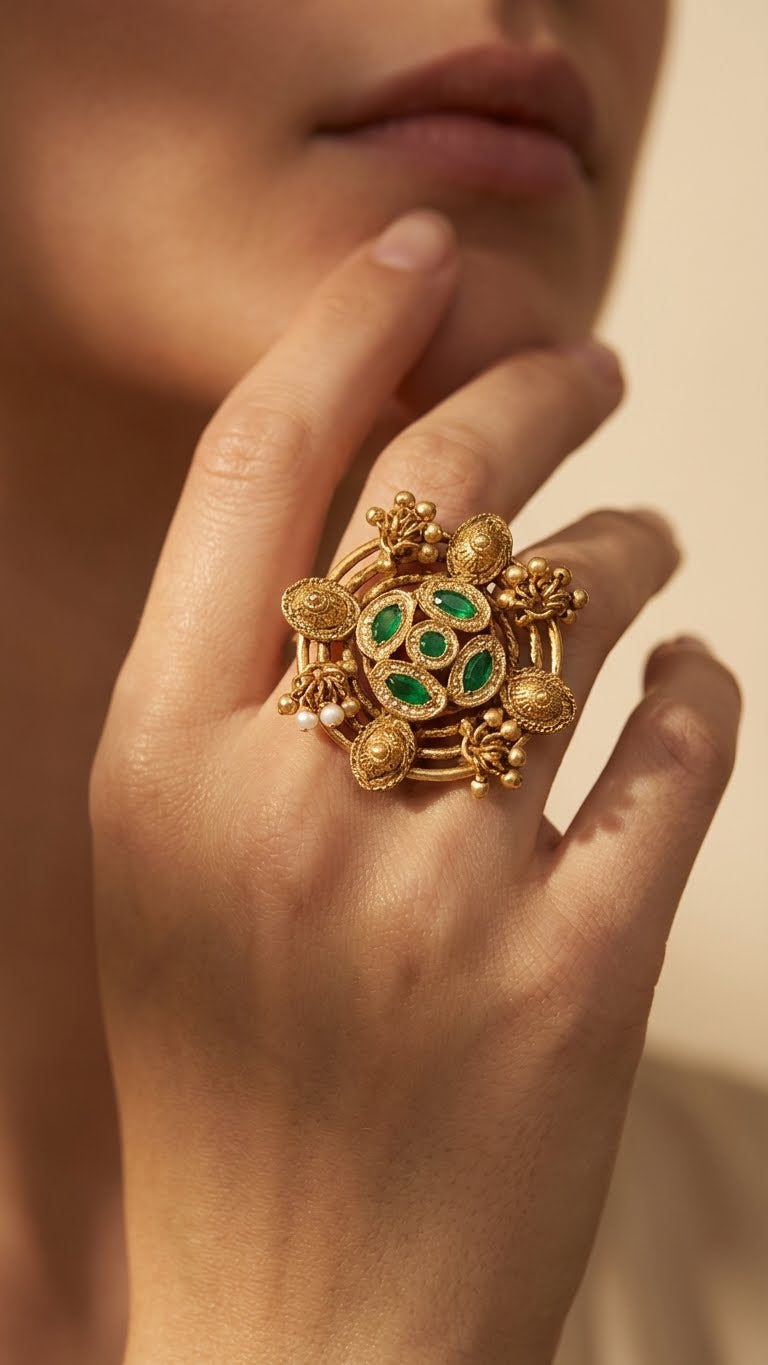 heritage emerald medallion artisan ring