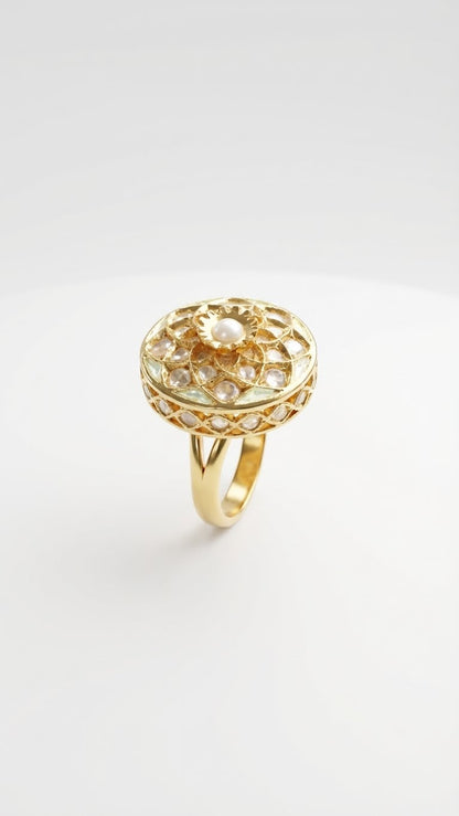 Heritage Red Enamel Kundan Statement Ring