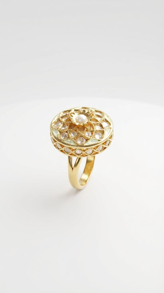 Heritage Red Enamel Kundan Statement Ring