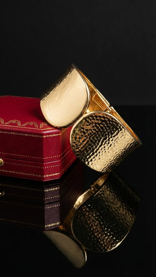 AUREVA REGALIA™ ANTI-TARNISH HAMMERED CUFF BRACELET