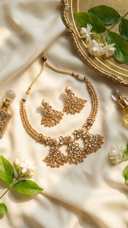 ZARINA NOOR KUNDAN STATEMENT NECKLACE SET