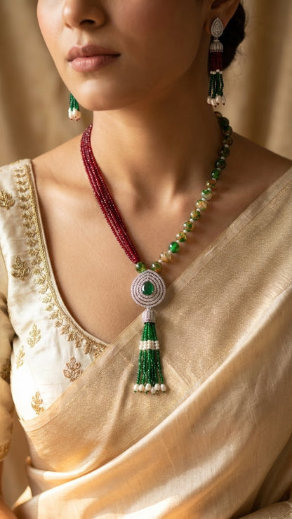 EMERALD ROYALE BEADED NECKLACE SET