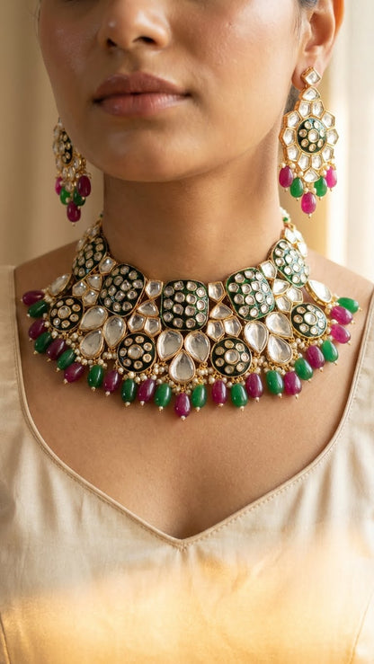 EMERALD RUBY KUNDAN CHOKER SET