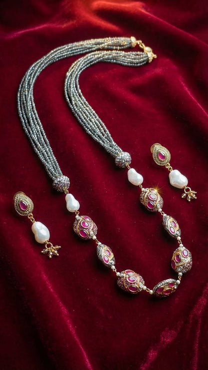 LUMINA ROSE PEARL NECKLACE SET